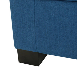 English Elm Navy Button Tufted Storage Bench Upholstered Footrest with Rubberwood Legs for Bedroom N779P458170N