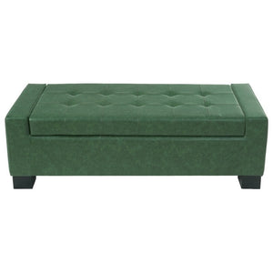 English Elm Green Button Tufted Storage Bench PU Upholstered Footrest with Rubberwood Legs Bedroom N779P458170P