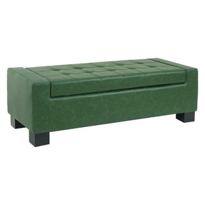 English Elm Green Button Tufted Storage Bench PU Upholstered Footrest with Rubberwood Legs Bedroom N779P458170P