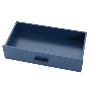 English Elm Modern Two-Tone Walnut and Blue 67 Inch TV Stand with Glass Doors Drawers Shelves N779P458843B_N779P458844B