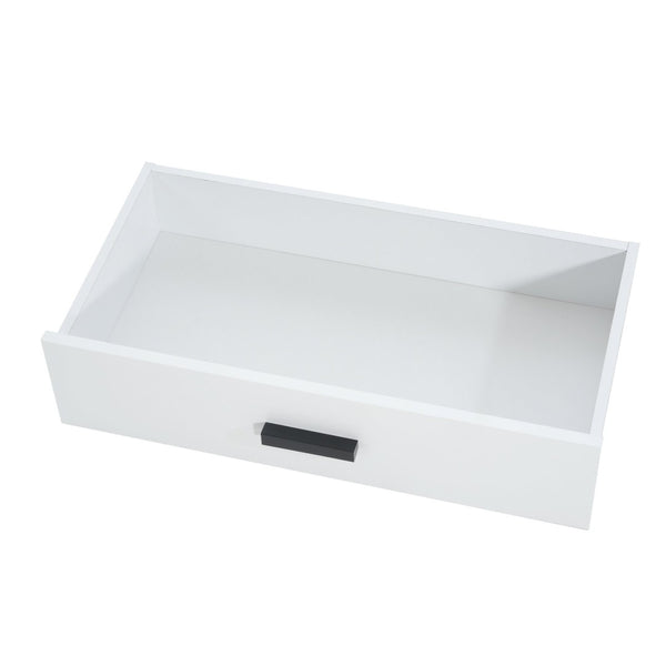 English Elm Modern Two Tone Walnut and White TV Console with Glass Doors Storage Drawers N779P458843W_N779P458844W