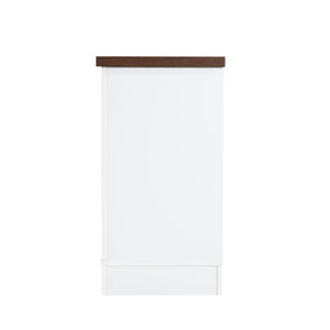 English Elm Modern Two Tone Walnut and White TV Console with Glass Doors Storage Drawers N779P458843W_N779P458844W