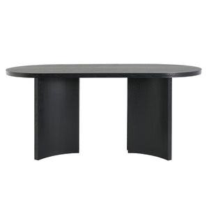 English Elm 65.35 Inch Black Oval MDF Dining Table Mid Century Sculptural Curved Legs Seats Four N779P467924B