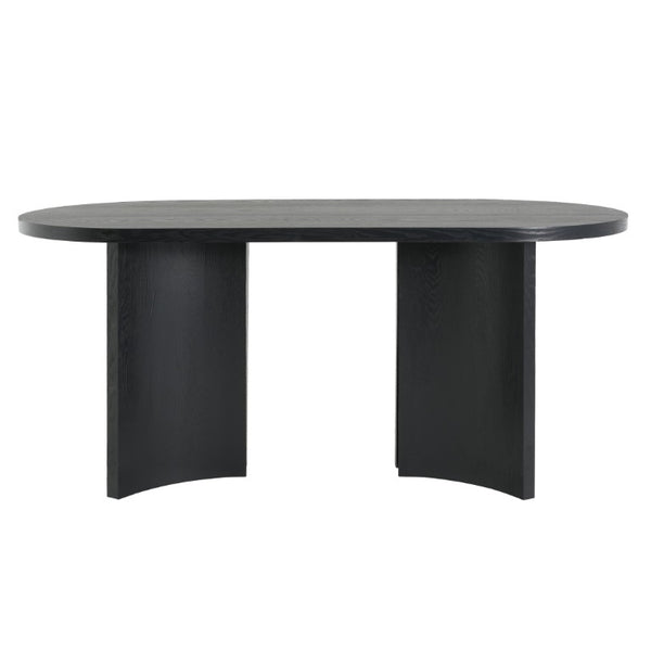 English Elm 65.35 Inch Black Oval MDF Dining Table Mid Century Sculptural Curved Legs Seats Four N779P467924B