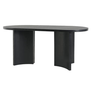 English Elm 65.35 Inch Black Oval MDF Dining Table Mid Century Sculptural Curved Legs Seats Four N779P467924B