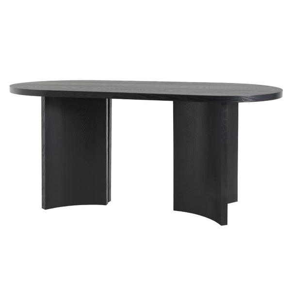 English Elm 65.35 Inch Black Oval MDF Dining Table Mid Century Sculptural Curved Legs Seats Four N779P467924B