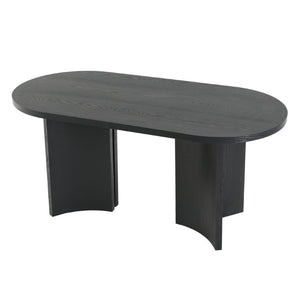 English Elm 65.35 Inch Black Oval MDF Dining Table Mid Century Sculptural Curved Legs Seats Four N779P467924B