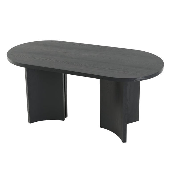 English Elm 65.35 Inch Black Oval MDF Dining Table Mid Century Sculptural Curved Legs Seats Four N779P467924B