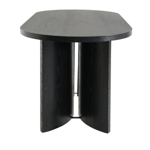 English Elm 65.35 Inch Black Oval MDF Dining Table Mid Century Sculptural Curved Legs Seats Four N779P467924B