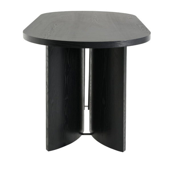 English Elm 65.35 Inch Black Oval MDF Dining Table Mid Century Sculptural Curved Legs Seats Four N779P467924B