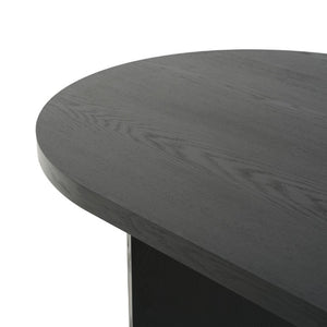 English Elm 65.35 Inch Black Oval MDF Dining Table Mid Century Sculptural Curved Legs Seats Four N779P467924B