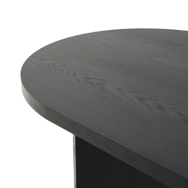 English Elm 65.35 Inch Black Oval MDF Dining Table Mid Century Sculptural Curved Legs Seats Four N779P467924B