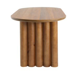 English Elm 5-Piece Oval Dining Set with Sculptural Column Table and Walnut Arm Chairs in Beige 65.35 inches N779P467927B_N779P400898P-2