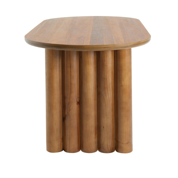 English Elm 5-Piece Oval Dining Set with Sculptural Column Table and Walnut Arm Chairs in Beige 65.35 inches N779P467927B_N779P400898P-2