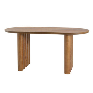English Elm 5-Piece Oval Dining Set with Sculptural Column Table and Walnut Arm Chairs in Beige 65.35 inches N779P467927B_N779P400898P-2
