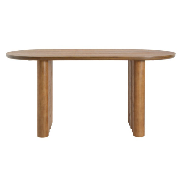 English Elm 5-Piece Oval Dining Set with Sculptural Column Table and Walnut Arm Chairs in Beige 65.35 inches N779P467927B_N779P400898P-2