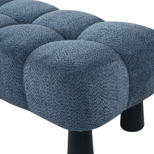 English Elm 62.6 Inch Boucle Tufted Bench Deep Blue Foam Seat Rubberwood Legs Bedroom Foot N779P476662B