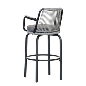 English Elm Outdoor Woven Pe Rattan Bar Stools Set of 2 with Arms for Patio Pool Island N780P199440B