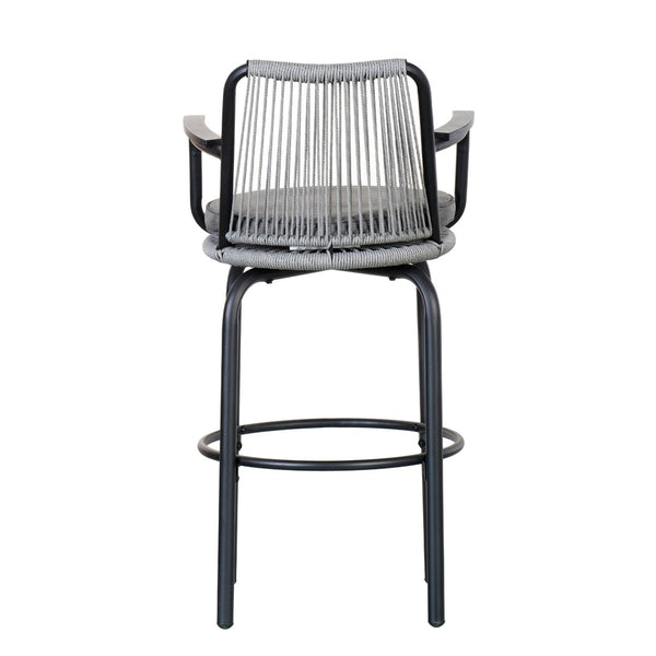 English Elm Outdoor Woven Pe Rattan Bar Stools Set of 2 with Arms for Patio Pool Island N780P199440B