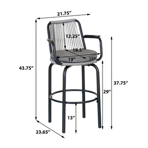 English Elm Outdoor Woven Pe Rattan Bar Stools Set of 2 with Arms for Patio Pool Island N780P199440B