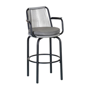 English Elm Outdoor Woven Pe Rattan Bar Stools Set of 2 with Arms for Patio Pool Island N780P199440B