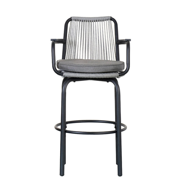 English Elm Outdoor Woven Pe Rattan Bar Stools Set of 2 with Arms for Patio Pool Island N780P199440B