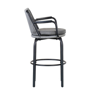 English Elm Outdoor Woven Pe Rattan Bar Stools Set of 2 with Arms for Patio Pool Island N780P199440B