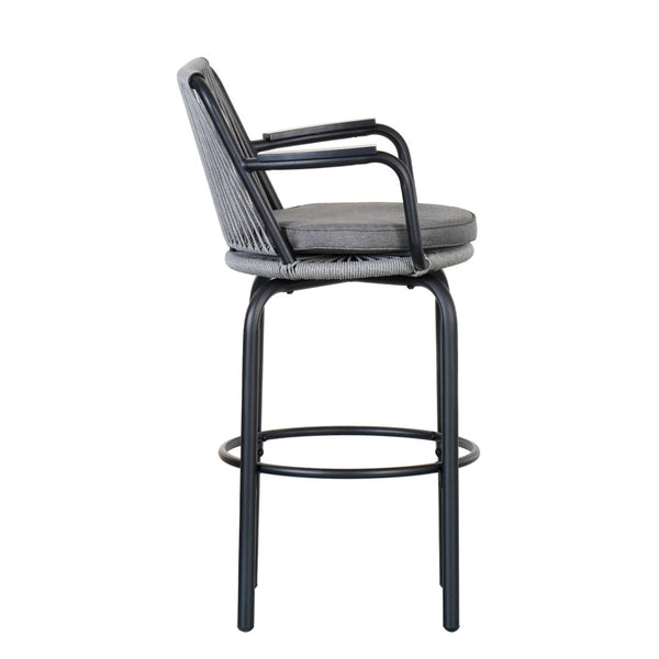 English Elm Outdoor Woven Pe Rattan Bar Stools Set of 2 with Arms for Patio Pool Island N780P199440B