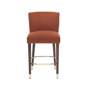 English Elm 27inch-counterstool, Tufted Fabric Seat Gold Footrest Ring for Kitchen Island Bar Set of 2 N780P224409A