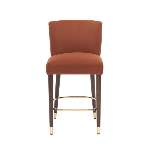English Elm 27inch-counterstool, Tufted Fabric Seat Gold Footrest Ring for Kitchen Island Bar Set of 2 N780P224409A