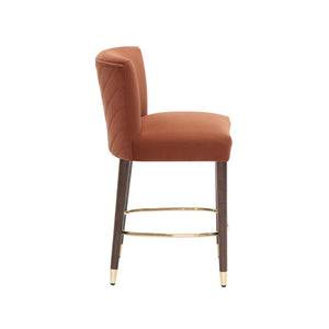 English Elm 27inch-counterstool, Tufted Fabric Seat Gold Footrest Ring for Kitchen Island Bar Set of 2 N780P224409A