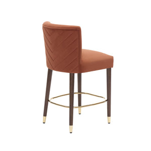 English Elm 27inch-counterstool, Tufted Fabric Seat Gold Footrest Ring for Kitchen Island Bar Set of 2 N780P224409A
