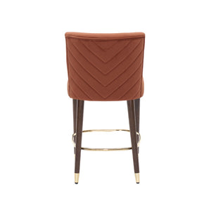 English Elm 27inch-counterstool, Tufted Fabric Seat Gold Footrest Ring for Kitchen Island Bar Set of 2 N780P224409A