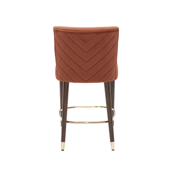 English Elm 27inch-counterstool, Tufted Fabric Seat Gold Footrest Ring for Kitchen Island Bar Set of 2 N780P224409A