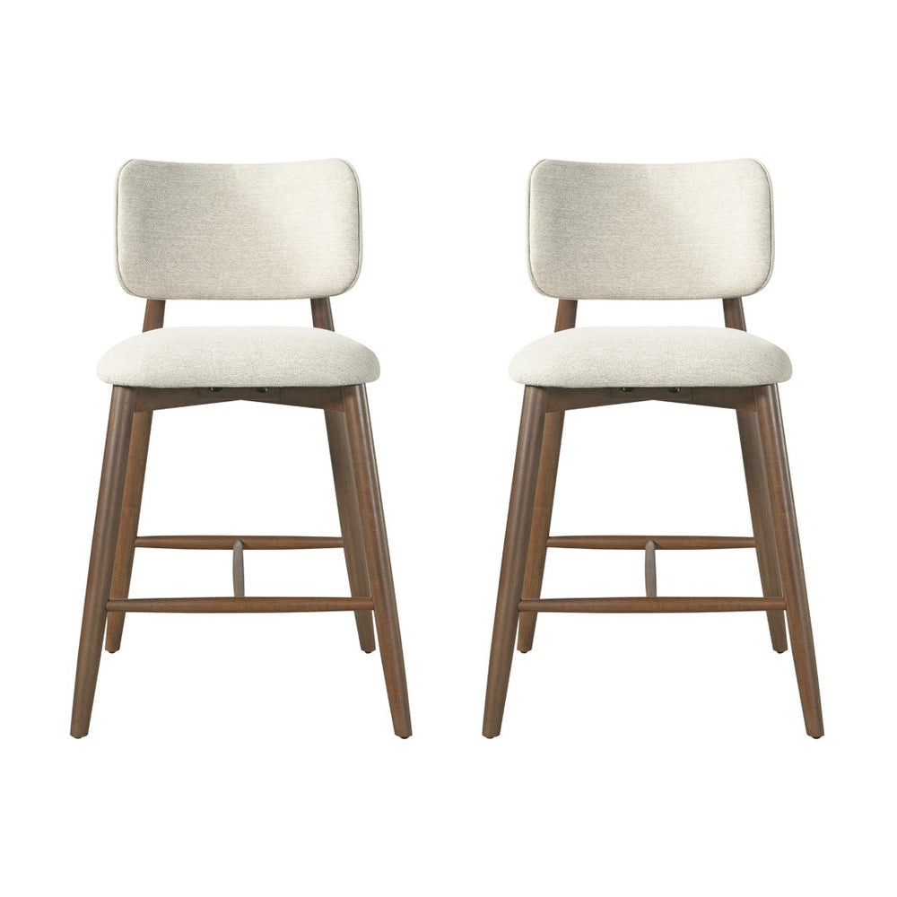 English Elm 25.7 Inch Fabric Upholstered Rubberwood Counter Stools Set of 2 for Kitchen Island N780P369728A
