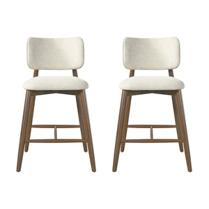 English Elm 25.7 Inch Fabric Upholstered Rubberwood Counter Stools Set of 2 for Kitchen Island N780P369728A