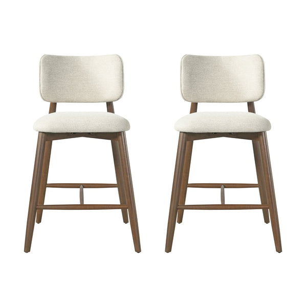 English Elm 25.7 Inch Fabric Upholstered Rubberwood Counter Stools Set of 2 for Kitchen Island N780P369728A