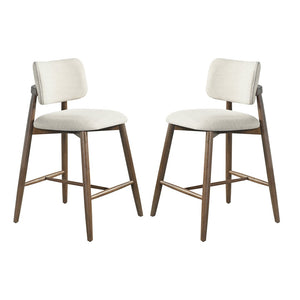 English Elm 25.7 Inch Fabric Upholstered Rubberwood Counter Stools Set of 2 for Kitchen Island N780P369728A
