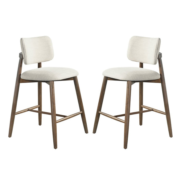 English Elm 25.7 Inch Fabric Upholstered Rubberwood Counter Stools Set of 2 for Kitchen Island N780P369728A