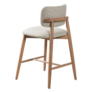 English Elm 25.7 Inch Rubberwood Counter Stools Set of 2 Beige Fabric Curved Back Modern Kitchen N780P369728B