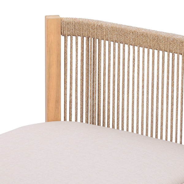 English Elm 73.23" Outdoor Acacia Wood Three-seat Sofa with Woven Rope Backrest and Cushions N780P371454L