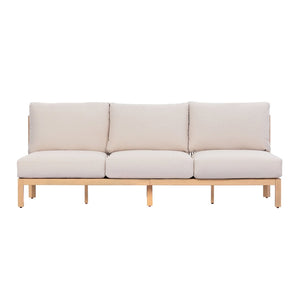 English Elm 73.23" Outdoor Acacia Wood Three-seat Sofa with Woven Rope Backrest and Cushions N780P371454L