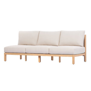 English Elm 73.23" Outdoor Acacia Wood Three-seat Sofa with Woven Rope Backrest and Cushions N780P371454L