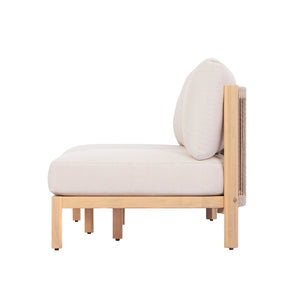 English Elm 73.23" Outdoor Acacia Wood Three-seat Sofa with Woven Rope Backrest and Cushions N780P371454L