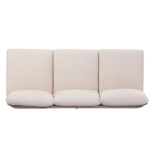 English Elm 73.23" Outdoor Acacia Wood Three-seat Sofa with Woven Rope Backrest and Cushions N780P371454L