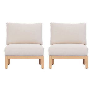 English Elm Acacia Wood Outdoor Club Chairs Set of Two with Hand Woven Rope Backs and Cushions N780P371455L-2