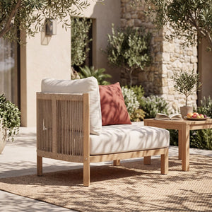 English Elm Acacia Outdoor Club Chair Rope Woven Deep Seat with Thick Foam Cushion for Patio Garden N780P371455L