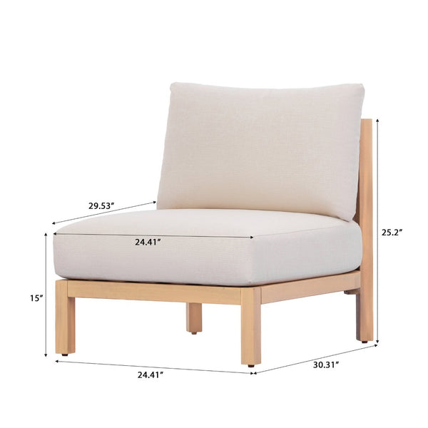 English Elm Acacia Outdoor Club Chair Rope Woven Deep Seat with Thick Foam Cushion for Patio Garden N780P371455L