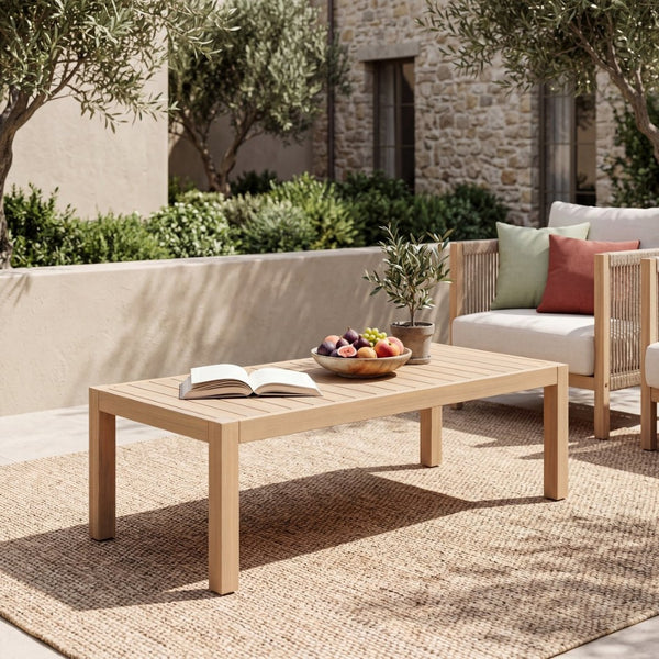 English Elm 47.24''outdoor Solid Acacia Wood Patio Coffee Table with Natural Teak Grain Finish N780P371456L