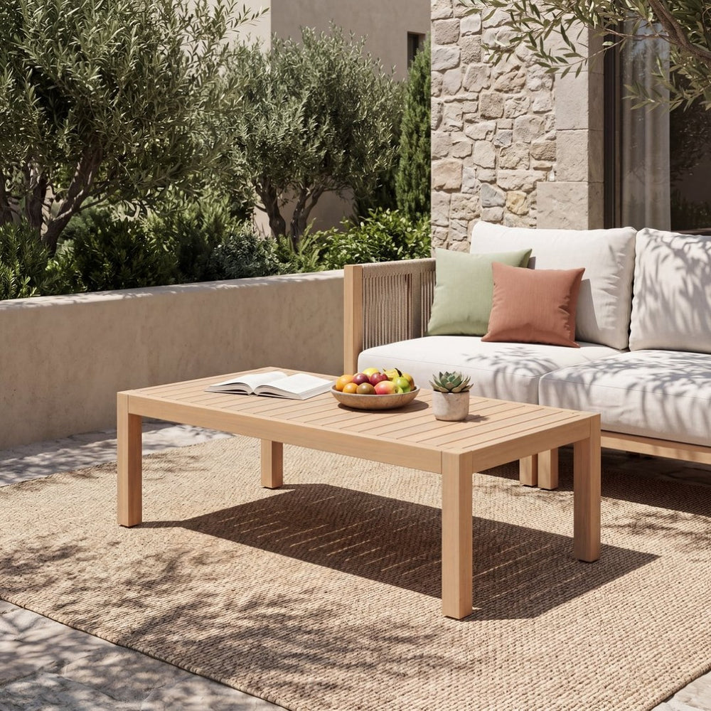 English Elm 47.24''outdoor Solid Acacia Wood Patio Coffee Table with Natural Teak Grain Finish N780P371456L